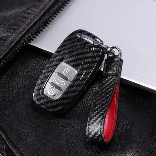 PC Carbon Fiber Fob Full protective Cover Car Key Case For Audi A4 S4 B7 B8 A6 A5 A7 A8 Q5 S5 S6 Q7 Auto Accessories Smart key