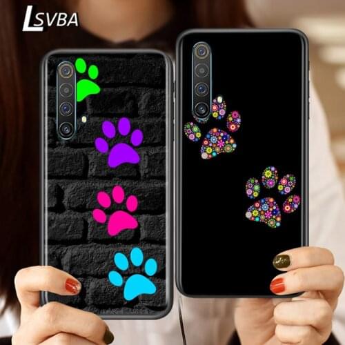 Silicone Cover Dog Footprint Paw For Realme V15 X50 X7 X3 Superzoom Q2 C11 C3 7 7i 6s 6 5 Global Pro 5G Phone Case