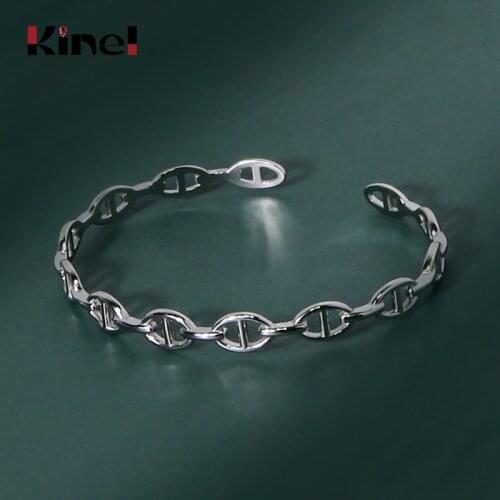 Kinel Hot Selling 925 Sterling Silver Vintage Pattern Open Bracelet Bangle For Women Wedding Bangle 925 Jewelry