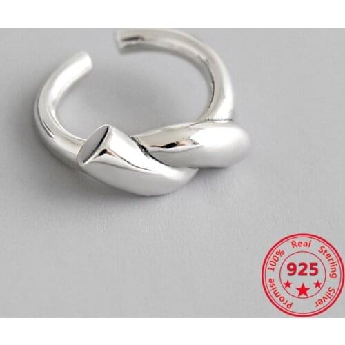 Hot Factory Price S925 Sterling Silver Fine Rings Retro Simple Round Knot Opening Adjustable Rings Personality Women Jewelry