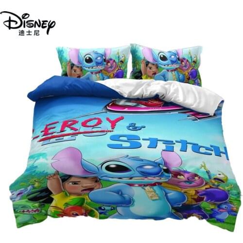 Kawaii Stitch Bedding Sets for Kids Soft Duvet Cover Lilo&Stitch Cartoon Bedspread Single Twin Full Queen King Size Bedding Set
