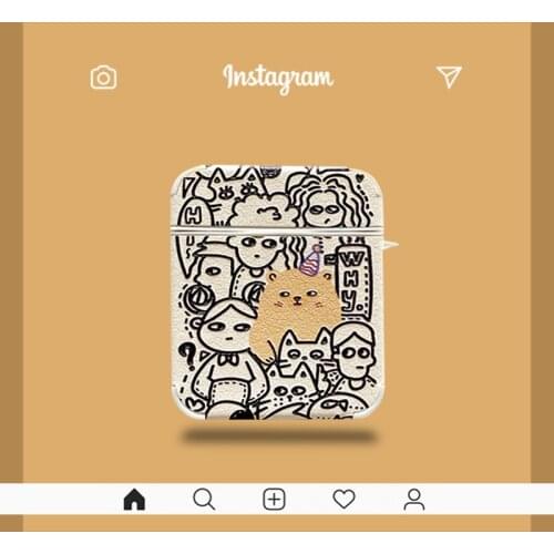 Relief Print Leather Earphone Case For AirPods pro Cute Bear cat Headphone Case For AirPods 2 Headset Protect Cover