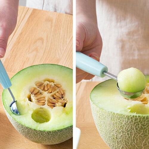 Creative Double Head Fruit Digging Ball Spoon Carving Knife Platter Fruit Cutter Slicer Kitchen Gadgets Accessories Random Color