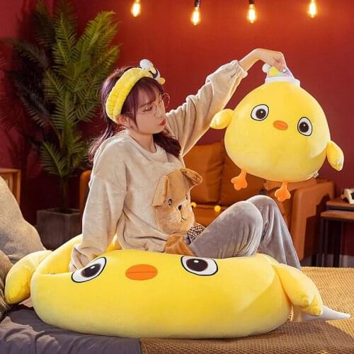Cute Chick Animal Soft Stuffed Plush Kawaii Sleeping Pillow Cushion Chicken Doll Cartoon Toy for Children Kid Birthday Gift 2021