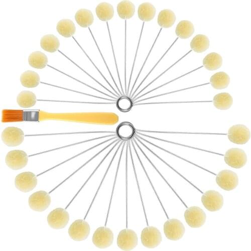 MIUSIE 30 Pcs Leather Dye Wool Daubers Wool Ball Brush With Metal Handle Leather Craft Tools For DIY Crafts Projects