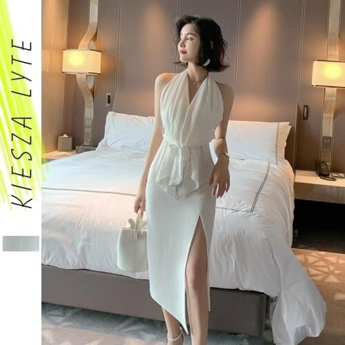 Fashion Cocktail White Dress Ruffles Bodycon Backless Party Sexy Event Dinner Night Clubwear Lady Bodycon Midi Dresses Robes