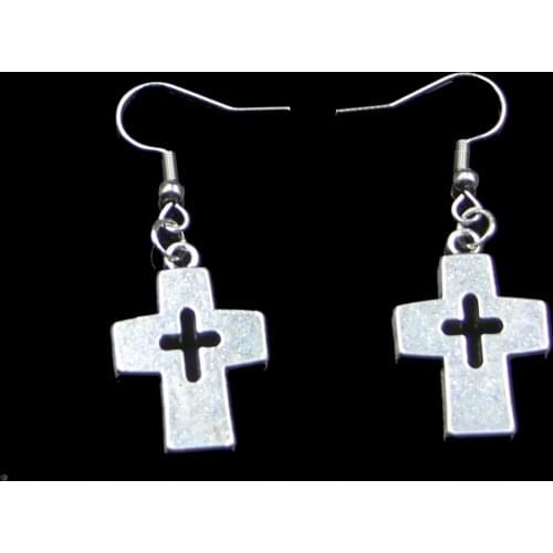 Fashion Handmade Simple Design 25*17mm Cross Jesus Drop Earrings For Women Gift Fashion Jewelry Cute Small Object