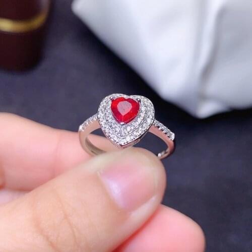 Natural Real Ruby Ring Per Jewelry 925 Sterling Silver 5mm*5mm Gemstone Fine Jewelry for Men or Women