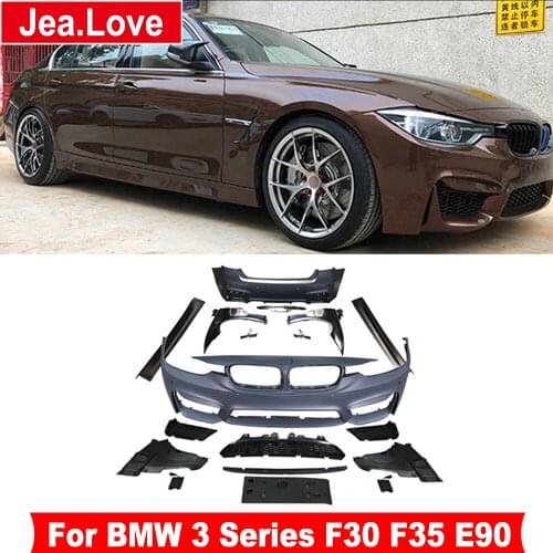 Modify to M3 Style Unpainted PP Car Body Kits Front and Rear Bumper Lip Fender Side Skirts Grill For BMW 3 Series F30 F35 E90