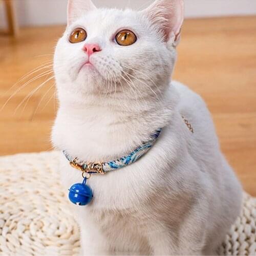 Personalized Retro Colorful Cat Necklace Pet Supplies Cat Collar djustable Collar Bell Positioning Footprint Pet Collar Dress up
