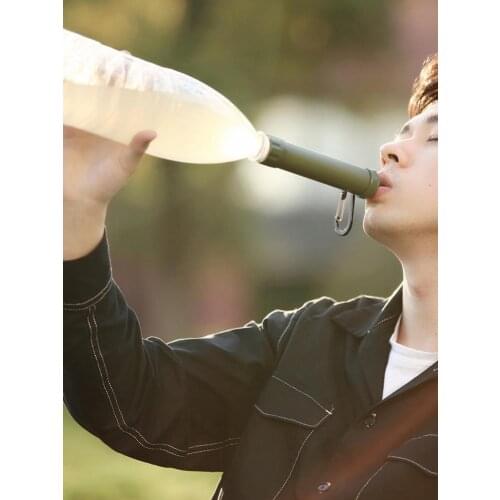 Portable Personal Outdoor Water Filter Straw Water Purifier System With Compass And Emergency Whistle Camping Survival Tool