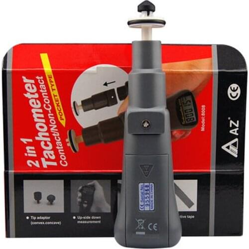 Handheld Photoelectric Tachometer Dual-use Non-contact / Contact Digital Display Tachometer Speedometer AZ8008