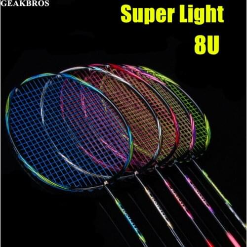 8U 65g Badminton Racket Professional Carbon Fiber Raquette Super Light Weight Game Rackets 22-35lbs Sport Trainning Force Paddle