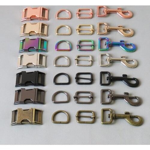 20Sets 15mm 20mm 25mm Strong Metal Buckle Strap Adjuster D Ring Clip Hook For Pet Dog Collar Paracord Leads Clasp Accessories