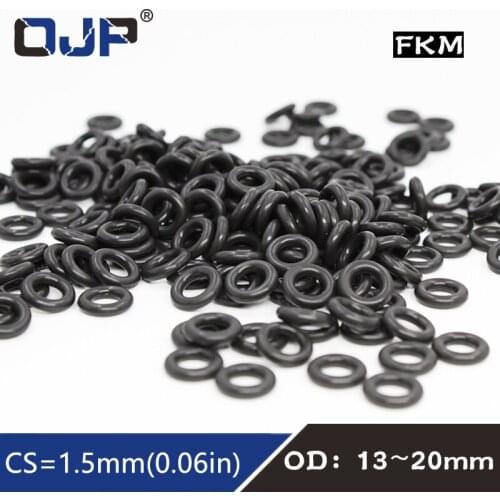 10PCS/lot Fluorine rubber Ring Black FKM Oring Seal 1.5mm Thickness OD13/14/15/16/17/18/19/20mm Rubber O-Ring Seal Gasket Washer