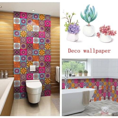 Bohemian pattern Wall Sticker bathroom waterproof wallpaper oilproof kitchen Tile stickers PVC self-adhesive home Deco paper