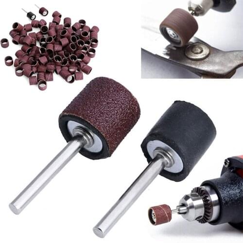 100pcs 1/2" 80Grit Sander Paper Sanding Bands +2pcs 1/8" Mandrel for Rotary Tool