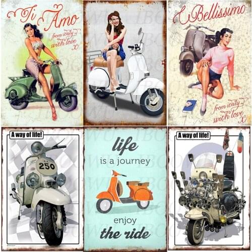 Lambretta Poster Vintage Motorcycle Metal Tin Plaque Retro Signs Plate Home Wall Decor 20x30cm