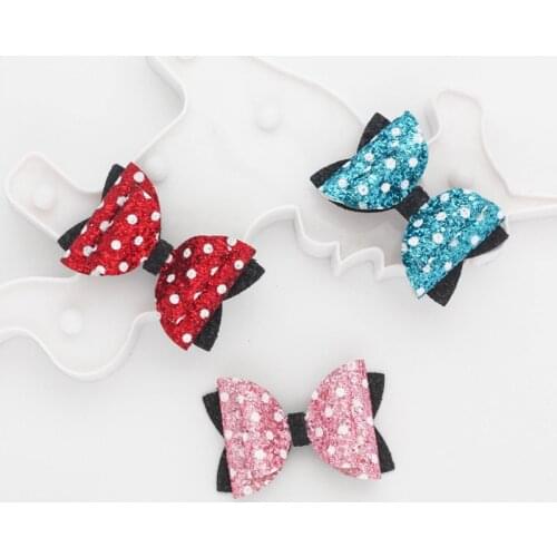 4inch Mickey Minnie Women Glitter Bows Clips Barrettes Cute Hair Accessories for Girls Kids Baby Headwear Dance Party Hairpins