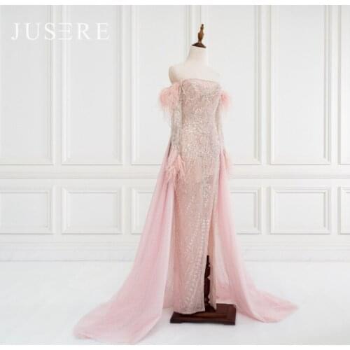 JUSERE Robe de soiree Pink Sexy Haute couture Party dress 2020 Sequin Formal Gowns Evening Dresses
