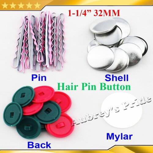 1-1/4" 32mm 100 Sets Pin Holder Hair Button Supply Materials for NEW Professional Badge Button Maker