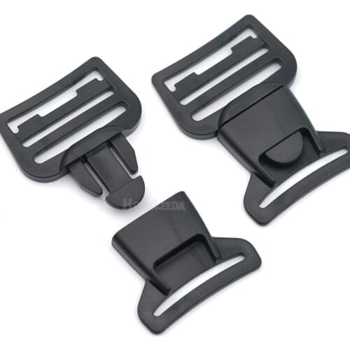 1pcs HLD/M032B-40mm 1.5inch black POM plastic hardware dual adjustable side release splice buckles backpack webbing strap