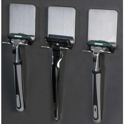 2 Pcs Punch Free Razor Holder Storage Hook Wall Men Shaving Shaver Shelf Bathroom Razor Rack Wall Bathroom Accessories