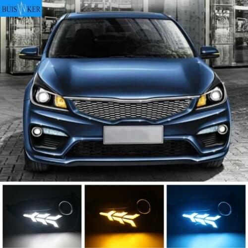 2pcs For KIA K2 RIO 2016-2017 LED DRL lights Daytime Running Light Daylight yellow Signal fog lamp Styling lights