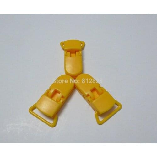 25pcs 3/4" 20mm Wide Yellow Color Kam Plastic Pacifier Clips