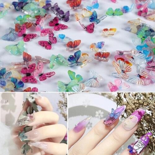30pcs 3D Resin Butterfly 7x9mm Mix Color Nail Art Decorations Charm DIY Polish Manicure Nails Art Accessories