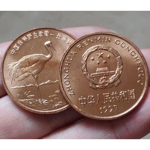32mm Red-crowned crane 1997 ,100% Real Genuine Comemorative Coin,Original Collection