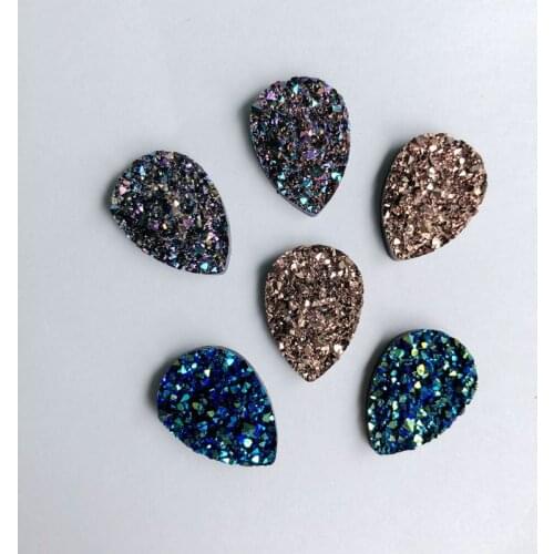 40pcs 13*18mm DIY Bling AB Colors Mineral Surface Crystal Resin Rhinestone Flatback Cabochon Stone Wedding Decoration -B48
