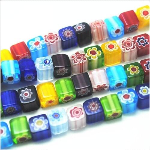 48pcs glass beads cubic square shape beads strings for bracelets making accessories size 8mm single flower beads accessories