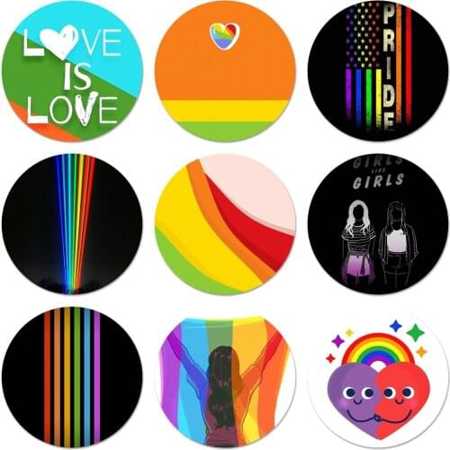 58mm Lesbian LGBT Rainbow Pride ART Icons Pins Badge Decoration Brooches Metal Badges For Clothes Backpack Decoration