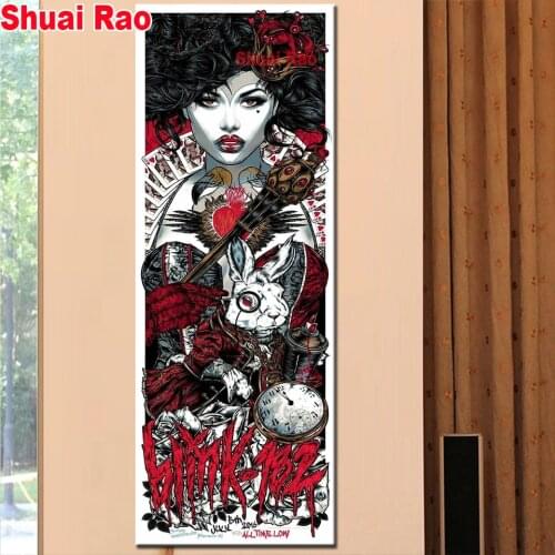 5 d Diy Diamond Painting Anime woman and rabbit Full Square Round Diamond Embroidery diamond Mosaic cartoon wall stickers