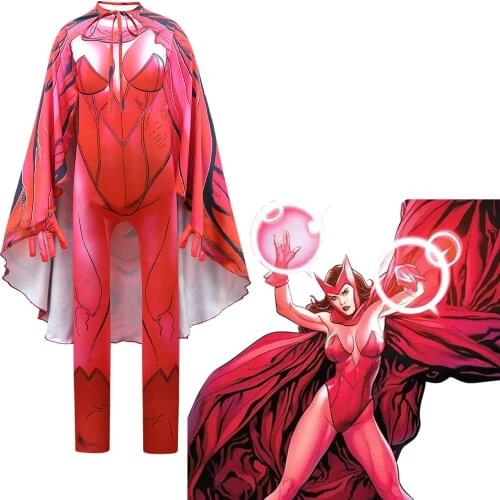 Scarlet Witch Wanda Maximoff Cosplay Costume Women Jumpsuit Outfits Halloween Carnival Suit