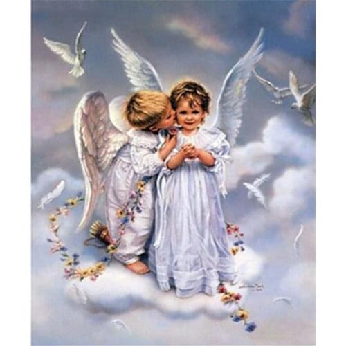 Angel Girl Landscape DIY Cross Stitch 11CT Embroidery Kits Needlework Craft Set Cotton Thread Printed Canvas Home Design