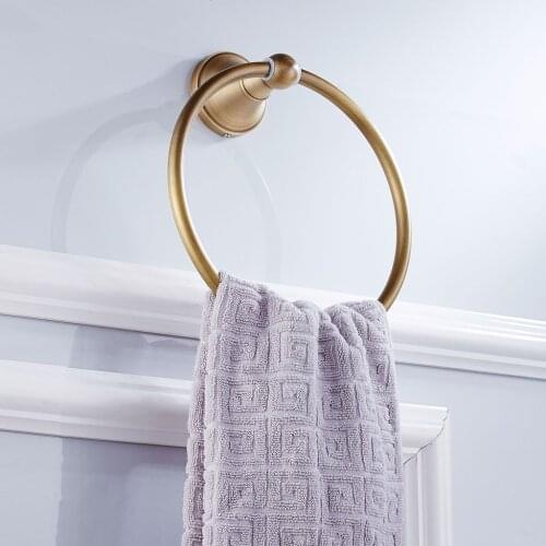 Antique Brass Round Bathroom Towel Ring Towel Rack Holder Robe Hanger