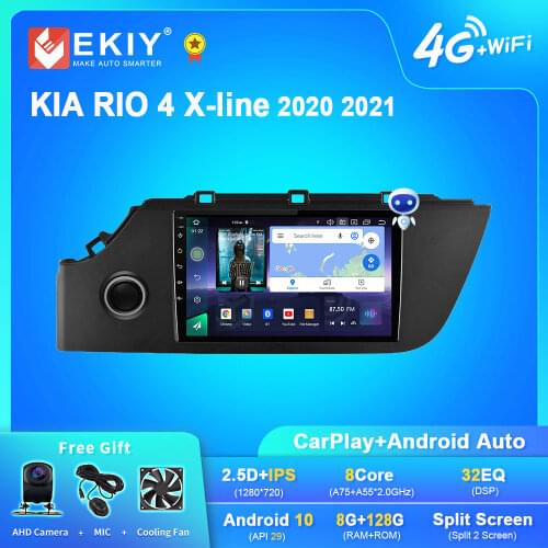 EKIY Android Car Radio For KIA RIO 4 X-line 2020 2021 Navigation GPS 1280*720 IPS DSP Carplay Multimedia Player Auto Stereo DVD