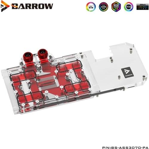 Barrow GPU Water Block For ASUS ROG STRIX RTX3070 O8G GAMING Graphics Card ,Full Cover ,5V 3PIN Light Effect ,BS-ASS3070-PA