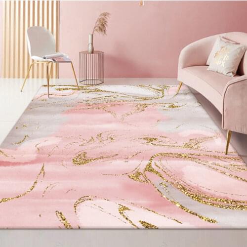 Home Rendering Style Abstract Carpet Marble Carpet Bedroom Carpet Living Room Pink Gold Living Room Decoration Large Carpet