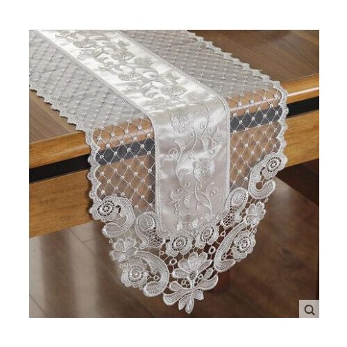 Europe embroidered table runner flag table cover Lace White simple coffee table flag beautiful French lace TV cabinet tablecloth