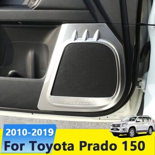 Chrome Car inner Door Audio Speaker Loudspeaker Trim Cover Sticker For Toyota Land Cruiser Prado FJ150 2010-2016 2017 2018 2019