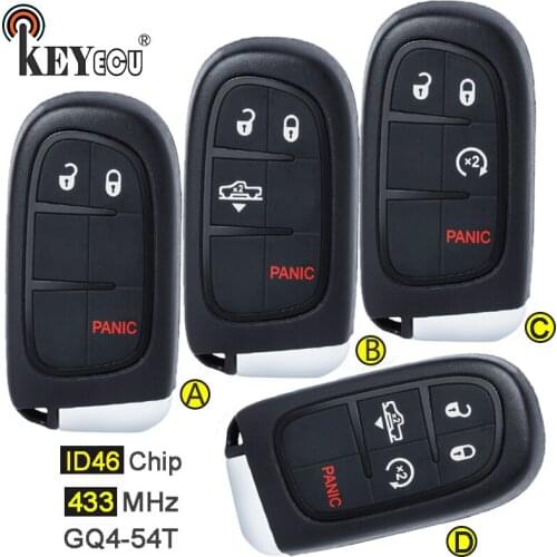 KEYECU 433MHz ID46 Chip GQ4-54T 2+1/ 3+1/ 4+1 3 4 5 Button Smart Remote Key Fob for Ram 1500 2500 3500 2013-2018