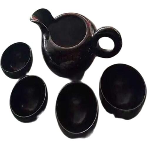 China Manual Carved Natural Jade Teapot, Kung Fu Tea, Tea Set, Teapot Four Cups