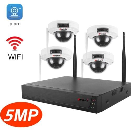 4CH 5Mp Wireless IP Dome Camera System Home Video Surveillance Kit AI Face Detection Outdoor WiFi Camera Wireless NVR Set Tuya