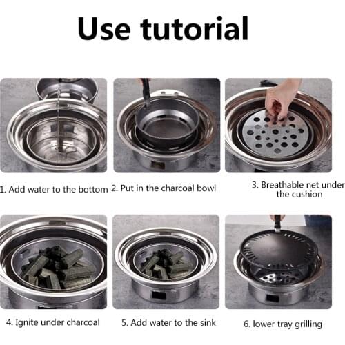 Korean 6Pcs Set Baking Trays Outdoor Picnic Charcoal Grill Portable Grill Plate For Garden Party Deck BBQ Beach Reusable Grill