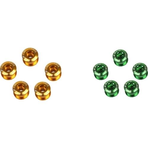 Litepro 10Pcs Single Crankset Screw Bicycle Chain Ring Wheel Bolt Road MTB Bicycle Disc Screws Gold & Green