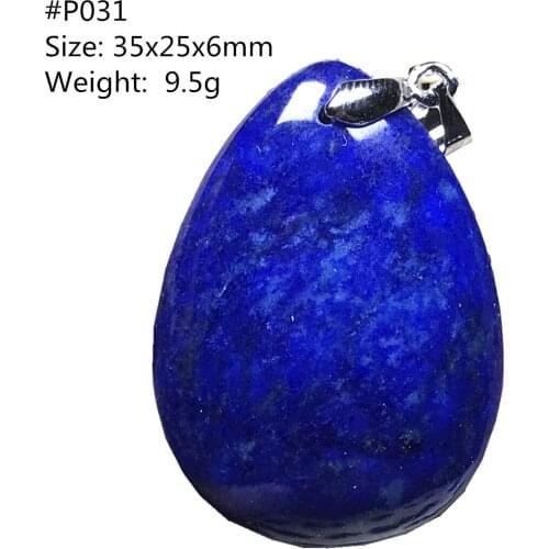 Natural Blue Lapis Lazuli Pendant Jewelry For Women Men Wealth Luck Crystal 35x25x6mm Beads Silver Water Drop Gemstone AAAAA