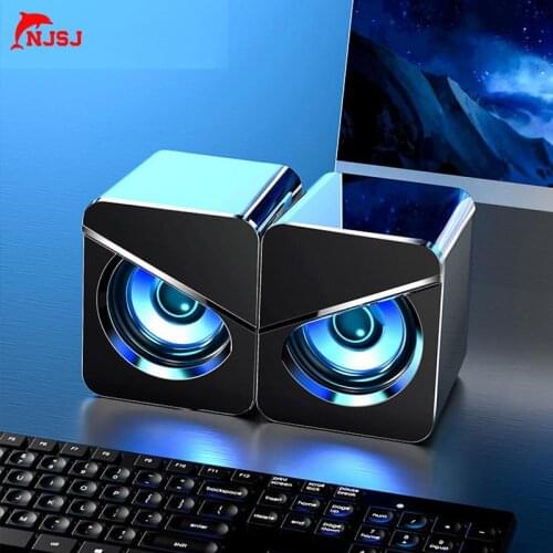 NJSJ Computer Wired RGB Gaming 10W Stereo Bass Desktop Volume Control,3.5mm Aux Multimedia Speakers